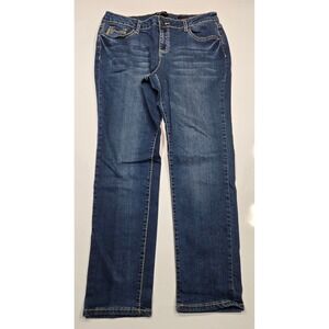 Earl Jeans Womens Dark Wash Denim Skinny Jeans Embellished Pockets Size 12P 1286